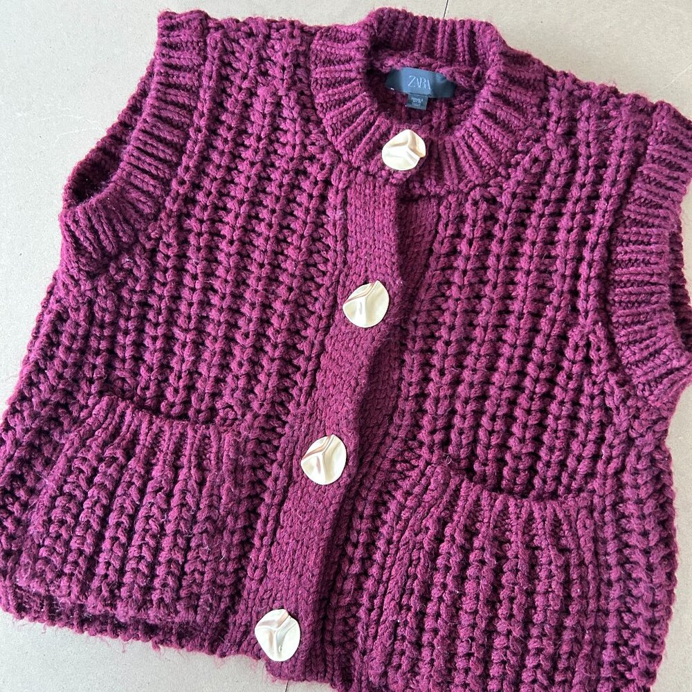 ZARA Chunky Burgundy Knit Vest